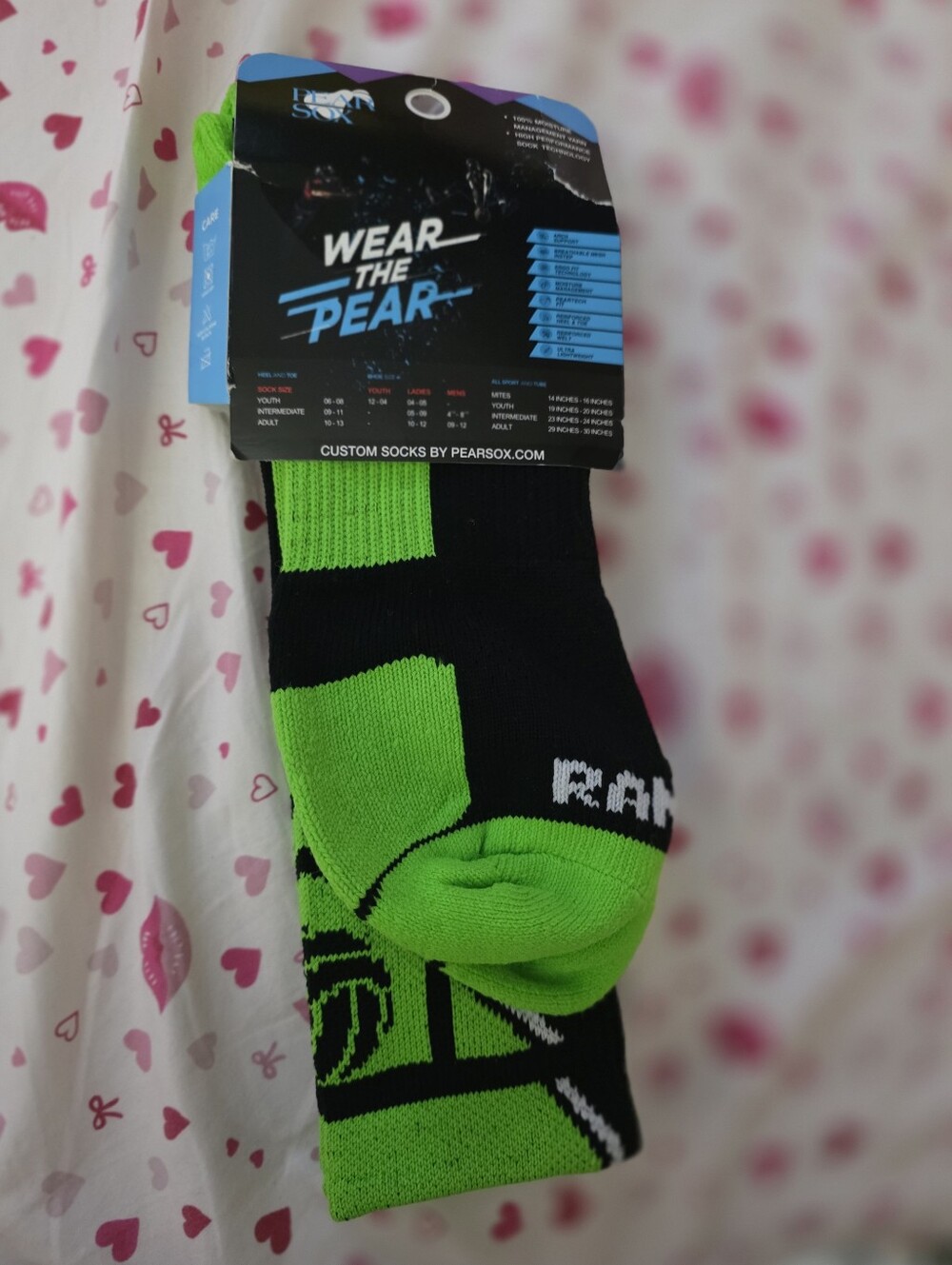 Black & Neon Green Athletic Crew Socks